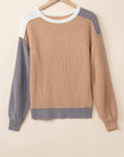 Colorblock Patchwork Round Neck Sweater