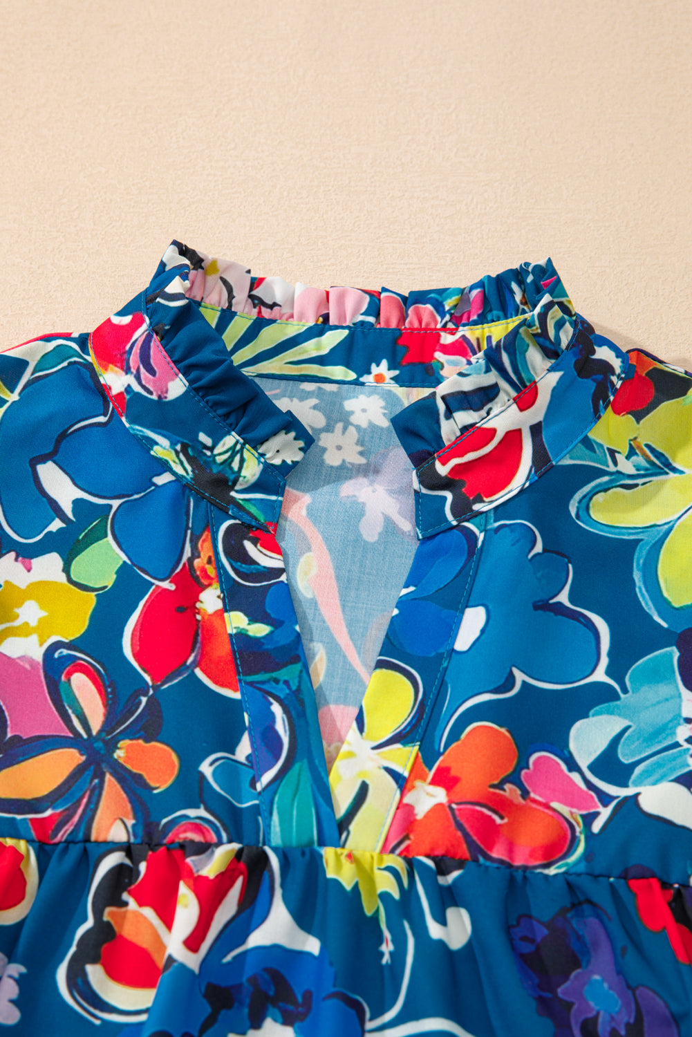 Floral V-Neck Puff Sleeve Blouse