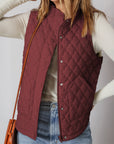 Quilted Zip-Up Snap Button Pocketed Vest