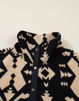 Plus Size Western Aztec Fleece Half Button Sweatshirt