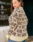 Plus Size Western Bows & Horseshoes Long Sleeve Sweater
