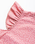 Marlowe Polka Dots Ruffle Flutter Sleeve Frilled Neck Blouse