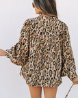 Leopard Balloon Sleeve Button-Up Shirt