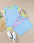 Colorblock Cap Sleeve Tee and Pants Set