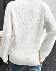 Textured Knit Ribbed Edge V-Neck Sweater