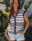 Arlette Loose Buttoned V Neck Sweater Vest