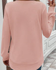 Solid Waffle Knit Long Sleeve Top