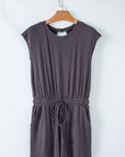 Frances Open Back Cap Sleeve Drawstring Romper