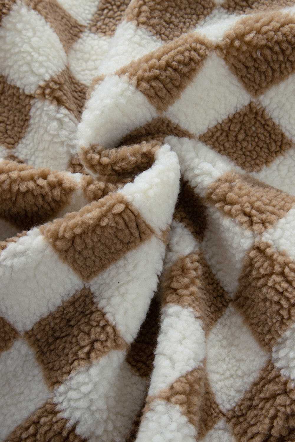 Checker Sherpa Collared Zip Up Vest