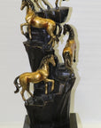 Hand Made Limited Edition four Galloping Horses Mustangs Bronze Sculpture Figure