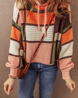 Zoey Waffle Knit Drawstring Mock Neck Sweater