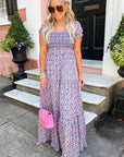 Short Bubble Sleeve Maxi Dress