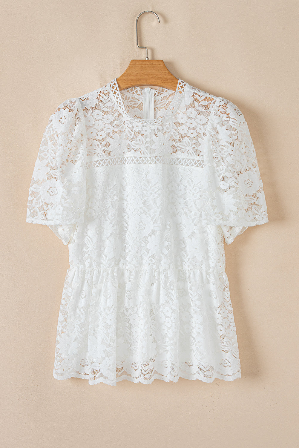 Maliyah Scalloped Floral Lace Peplum Blouse