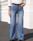 Denim Raw Hem Straight Leg Jeans