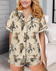 Vintage Cowgirl Satin Ruffle Western Pajama Set
