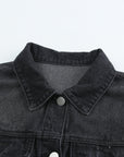 Denim Lapel Distressed Raw Hem Buttoned Jacket
