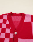Plaid Button-Front Sweater Cardigan
