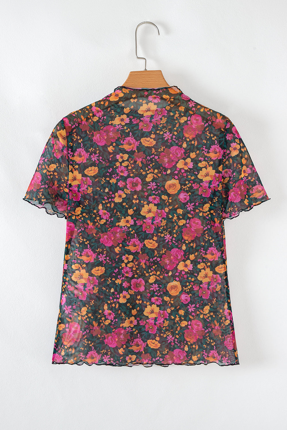 Floral Mesh Short Sleeve Top