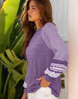 Stripe Patchwork Raglan Long Sleeve Top
