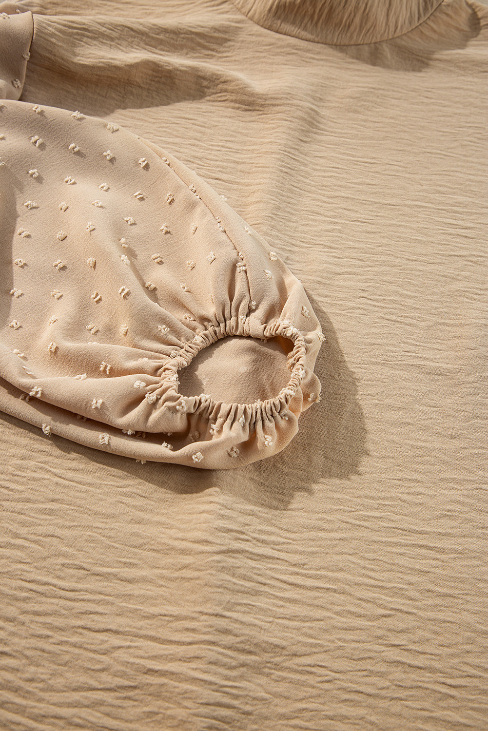 Solid Swiss Dot Balloon Sleeve Blouse