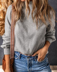 Brielle Turtleneck Drop Shoulder Bubble Sleeve Knit Sweater
