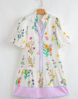 Floral Stripe Patchwork Short Sleeve Dress