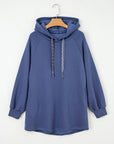Solid Fleece Lined Drawstring Hoodie
