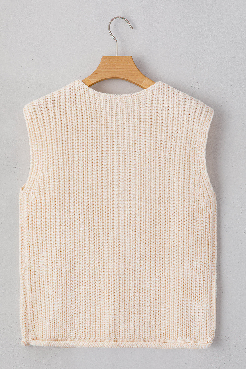 Solid Textured Buttoned Oversized Sweater Vest