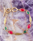 Abstract Multi Stone Adjustable Toggle Bracelet