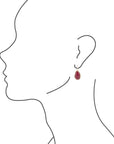 Abstract Red Raspberry Quartz Golden Drop Earrings