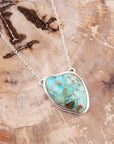 Abstract Blue Turquoise and Sterling Silver Pendant Necklace
