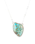 Abstract Blue Turquoise and Sterling Silver Pendant Necklace