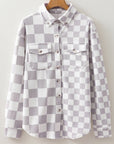 Rebecca Checkerboard Flap Pocket Button Front Shacket