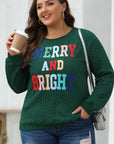 Christmas Merry And Bright Cable Knit Pullover Sweatshirt