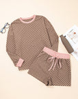 Checker Long Sleeve Pullover and Shorts Set