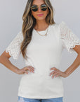 Kora Eyelet Pattern Short Sleeve Top