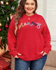 Plus Size Christmas Merry Tinsel Drop Shoulder Sweater