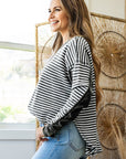 Stripe Thermal Knit Drop Shoulder Top