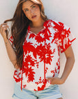 Zoya Tiered Ruffled Sleeve V Neck Blouse