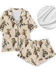 Vintage Cowgirl Satin Ruffle Western Pajama Set