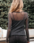 Serenity Metallic Glitter Mesh Long Sleeve Top