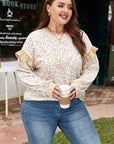 Plus Size Leopard Ruffle Long Sleeve Sweatshirt