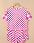 Checkerboard T Shirt and High Waist Skorts Set