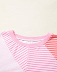 Stripe Colorblock Reverse Seam Long Sleeve Top