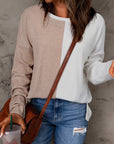 Colorblock Long Sleeve Crew Neck Top