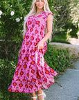 Adalee Retro Ruffled Sleeve Maxi Dress
