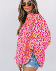 Leopard Balloon Sleeve Button-Up Shirt