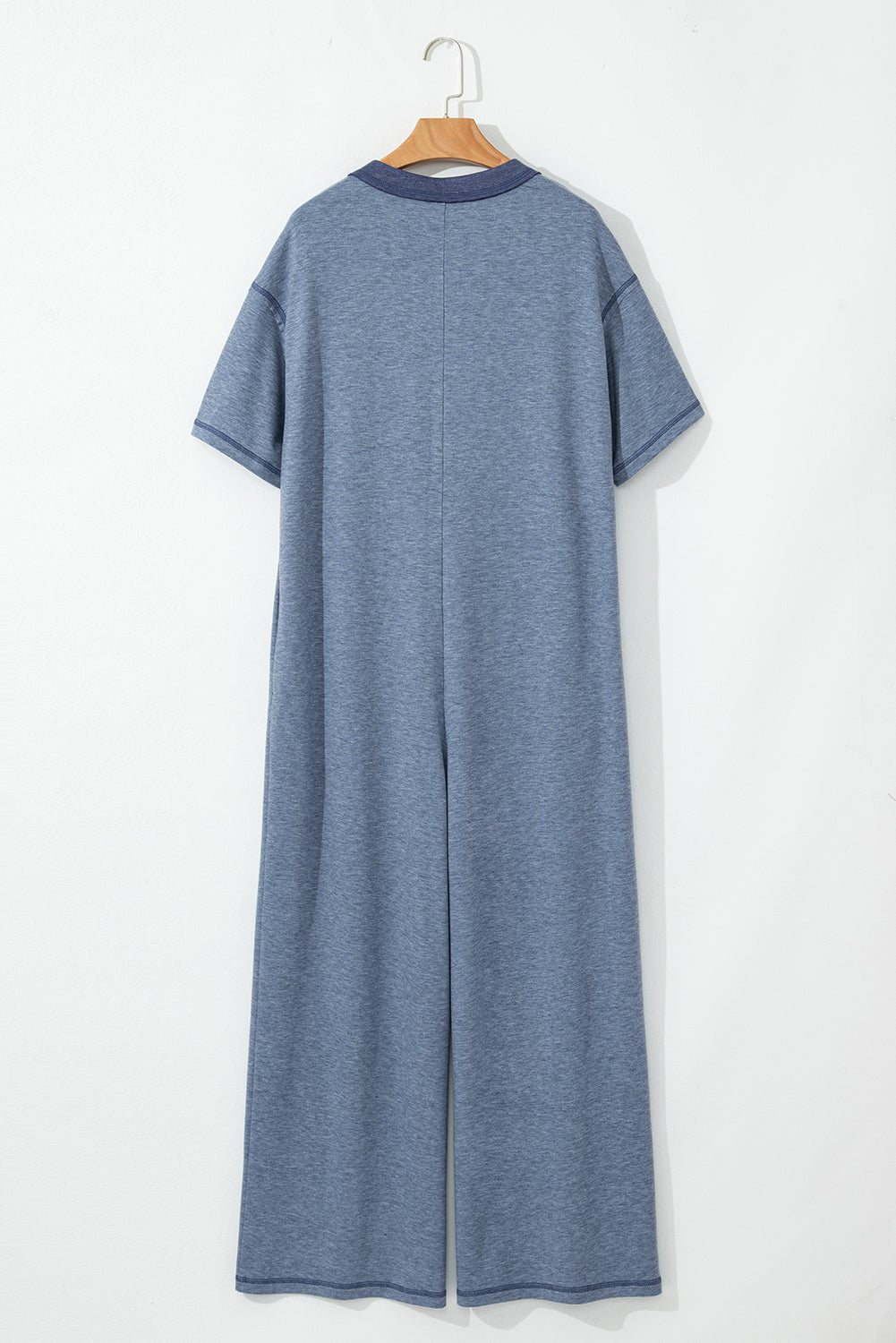 Emmie Half Placket Chest Pockets Wide Leg Jumpsuit