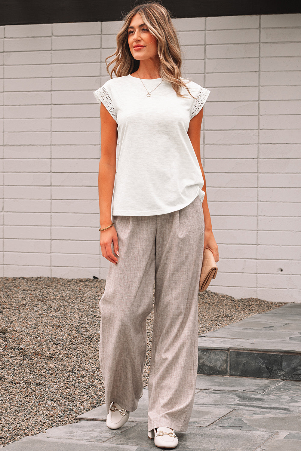 Lace Patchwork Cap Sleeve T-Shirt