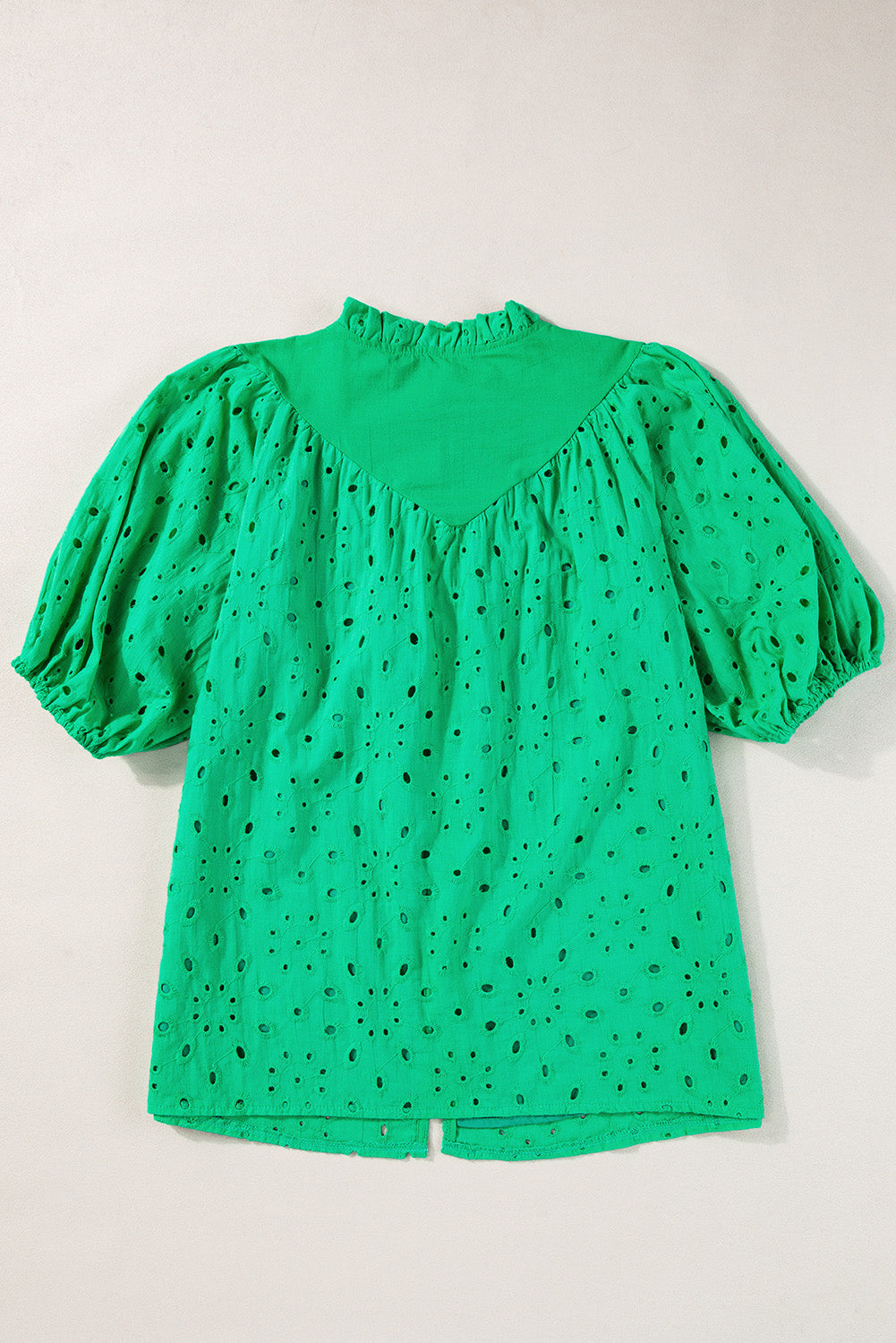 Eyelet Embroidered Puff Sleeve Blouse